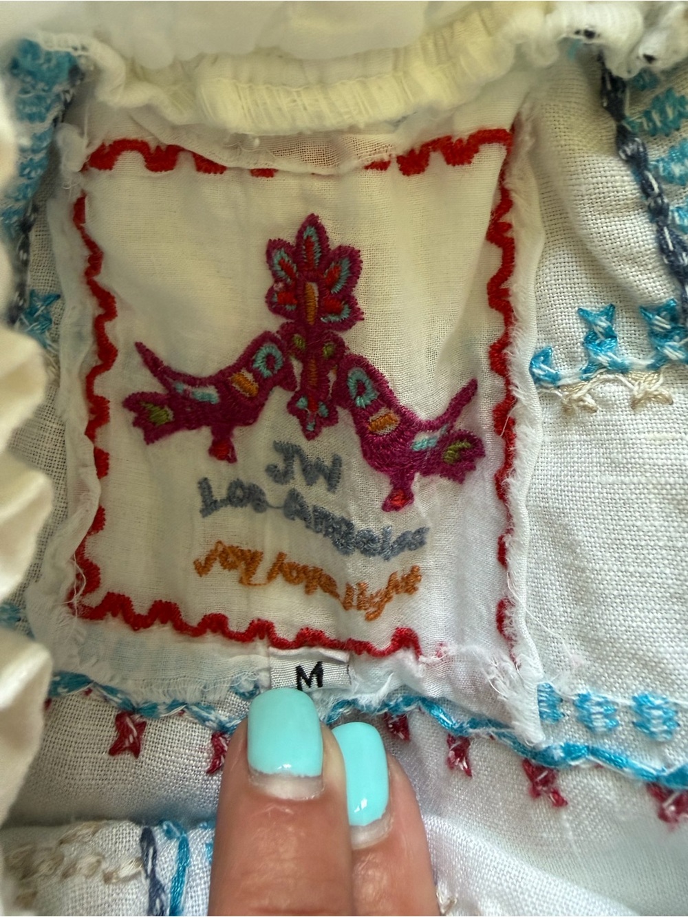 Johnny Was Embroidered Linen Elastic Waist Linen Wide Leg Pants Size Medium - Picture 6 of 7